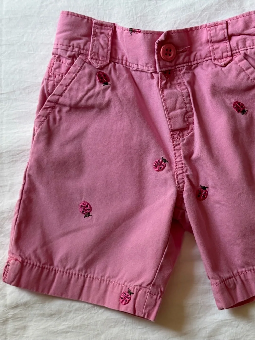 OshKosh B’gosh Pink Embroidered Ladybug Shorts 4T 100% Cotton